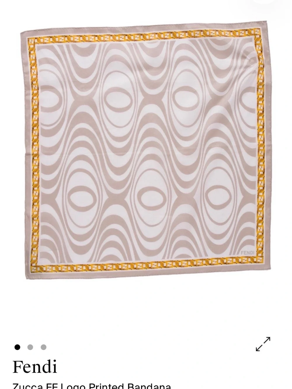 Fendi Taupe & Gold Zucca Motif Bandana Scarf